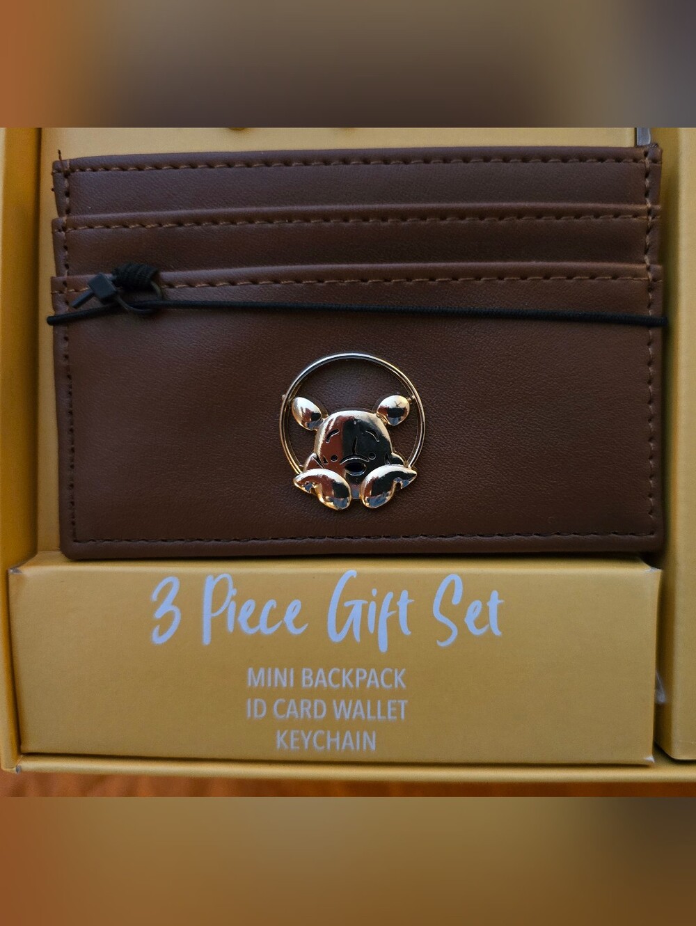 Disney Winnie the Pooh Brown Mini Backpack & Wallet Gift Set with Gold Accents - Picture 4 of 6